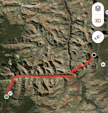 The route across the canyon