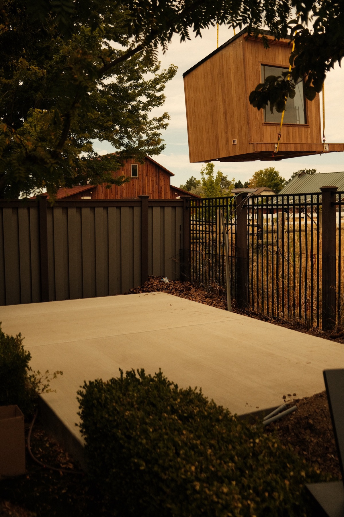 Leveled concrete pad prepped for the 212 Designer sauna