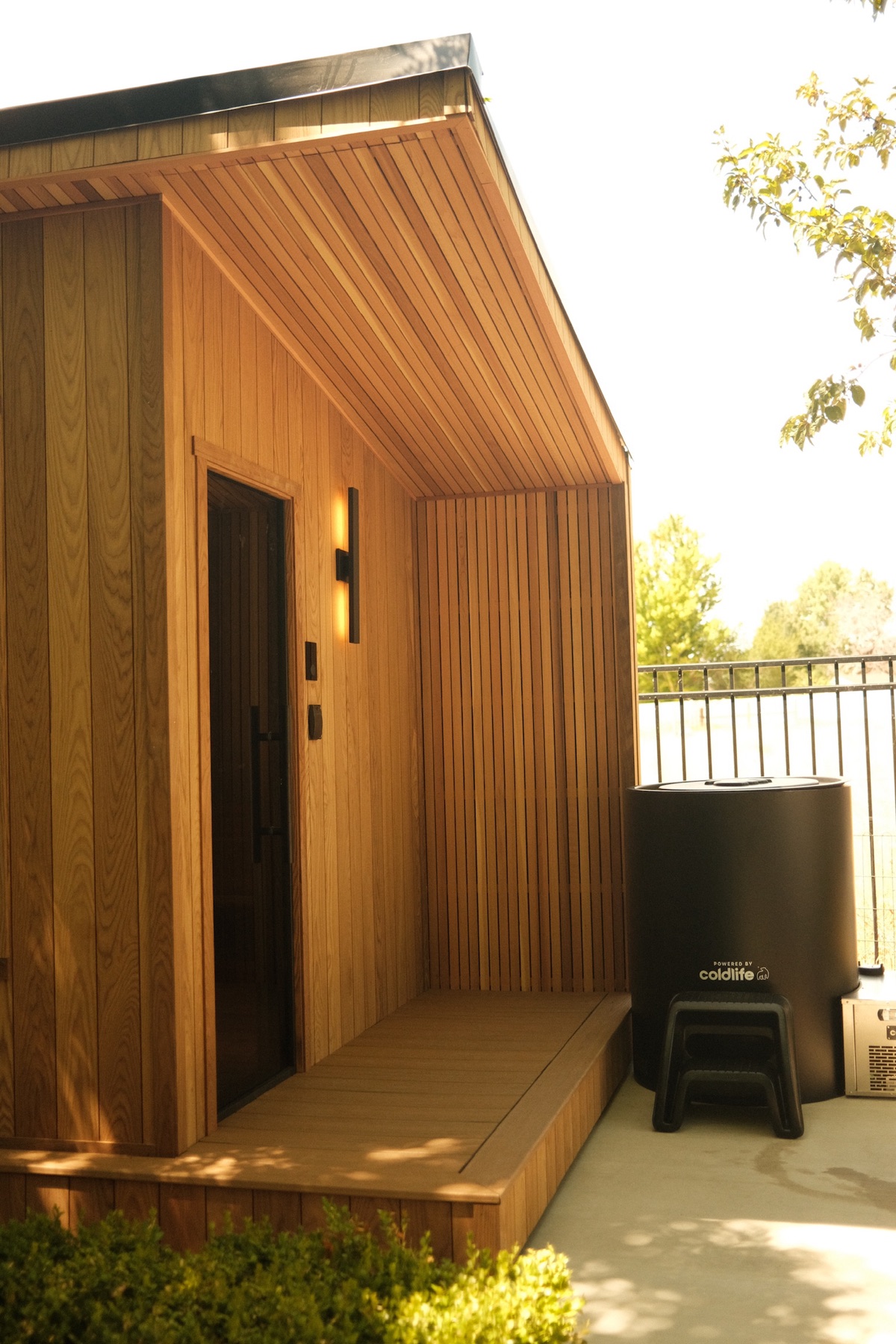 Cold Life cold plunge add-on placed beside the sauna