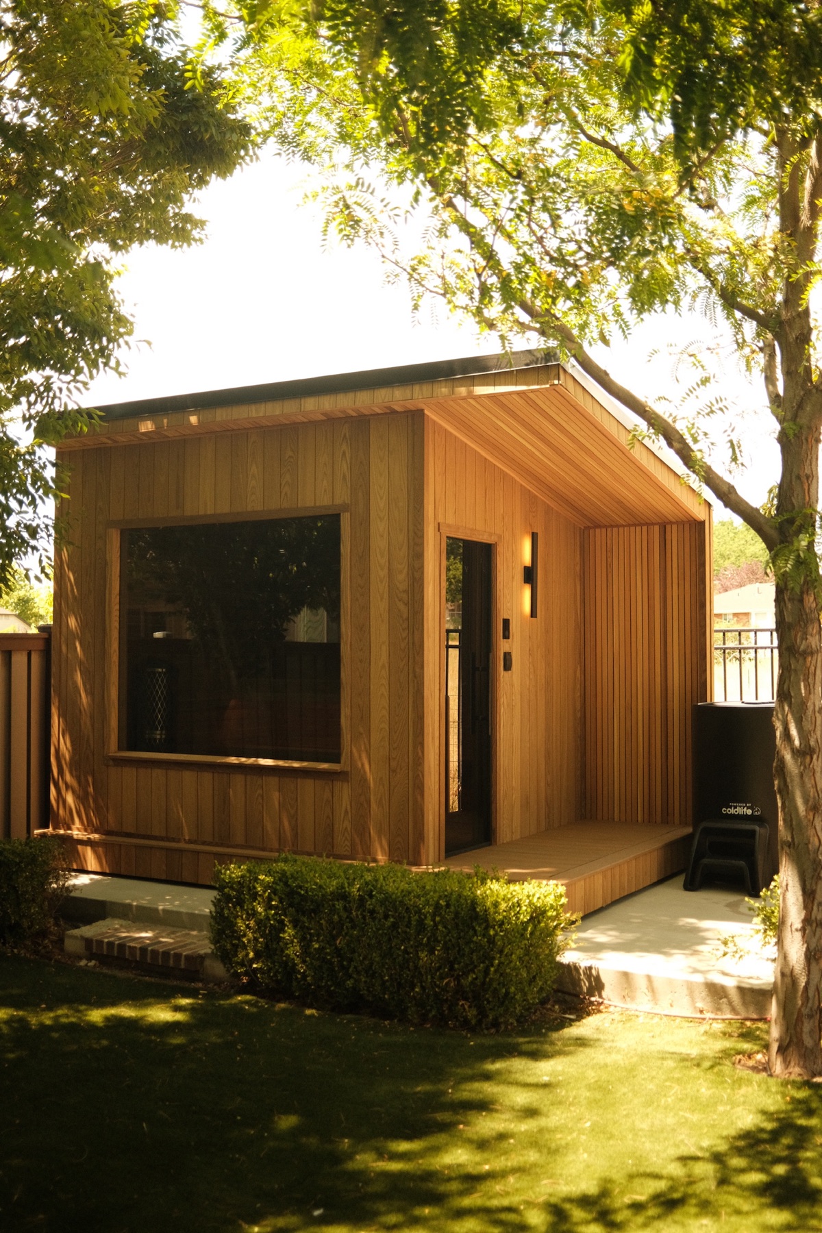 212 Designer sauna set in place in the backyard