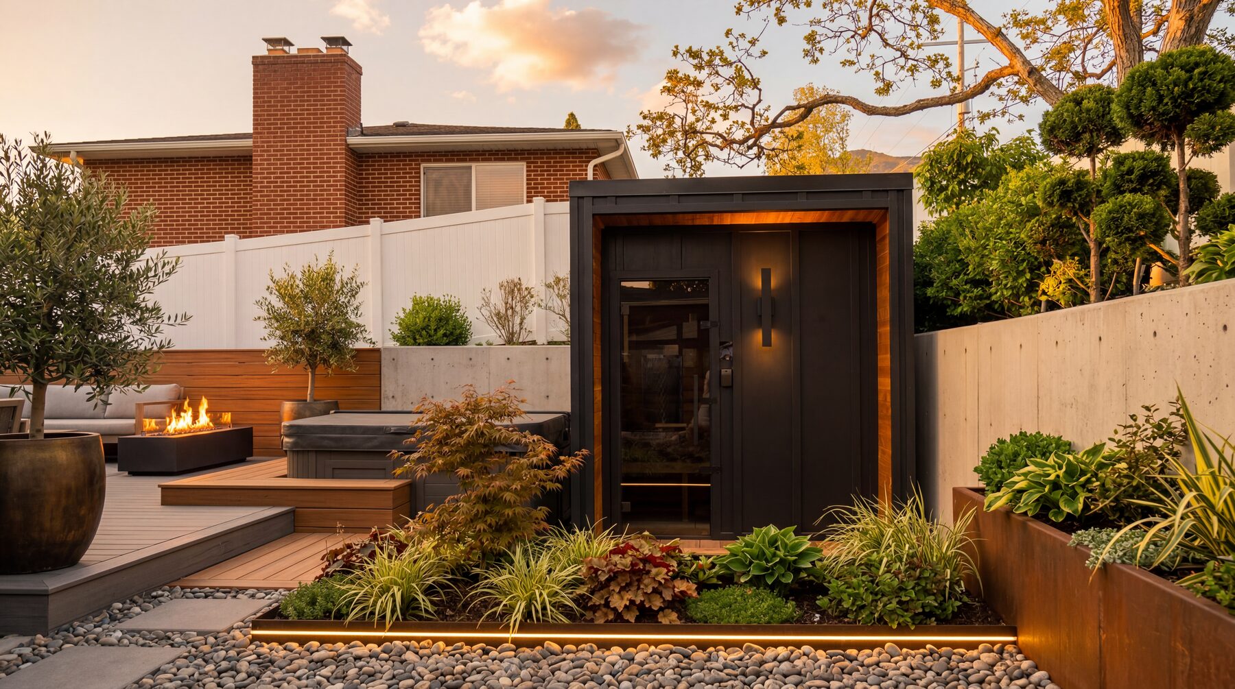 Nook Essential, charred exterior beside a pool