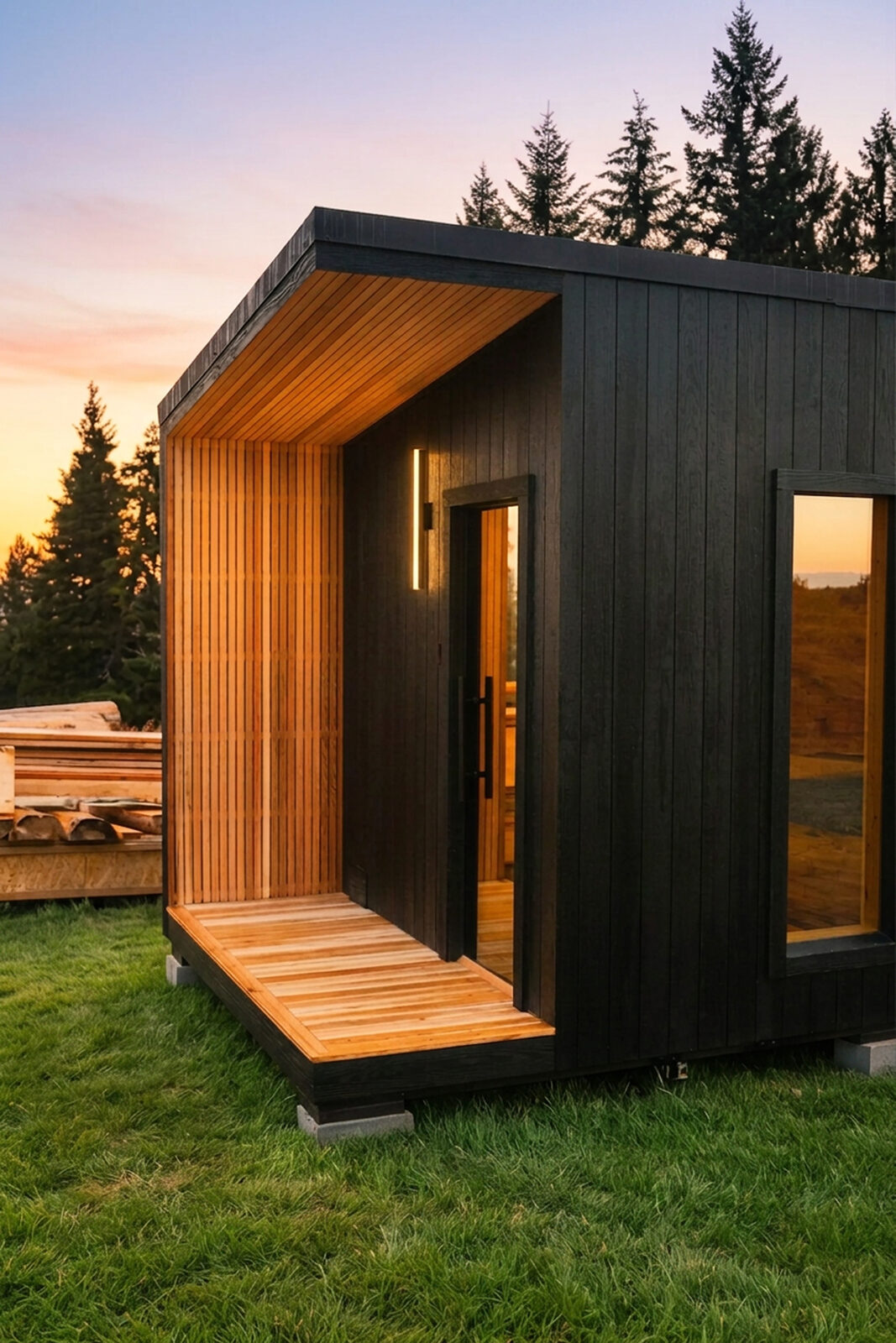 Thermal Suite Designer exterior at golden hour