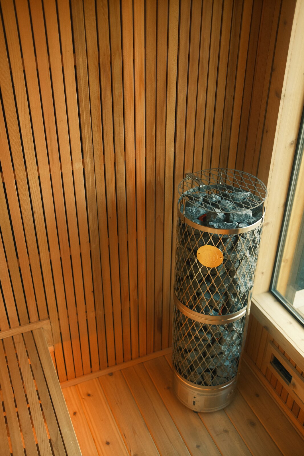 IKI heater detail inside the Thermal Suite Essential sauna