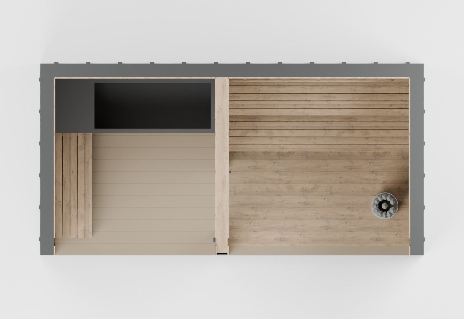 Thermal Suite Essential floor plan with benches and heater