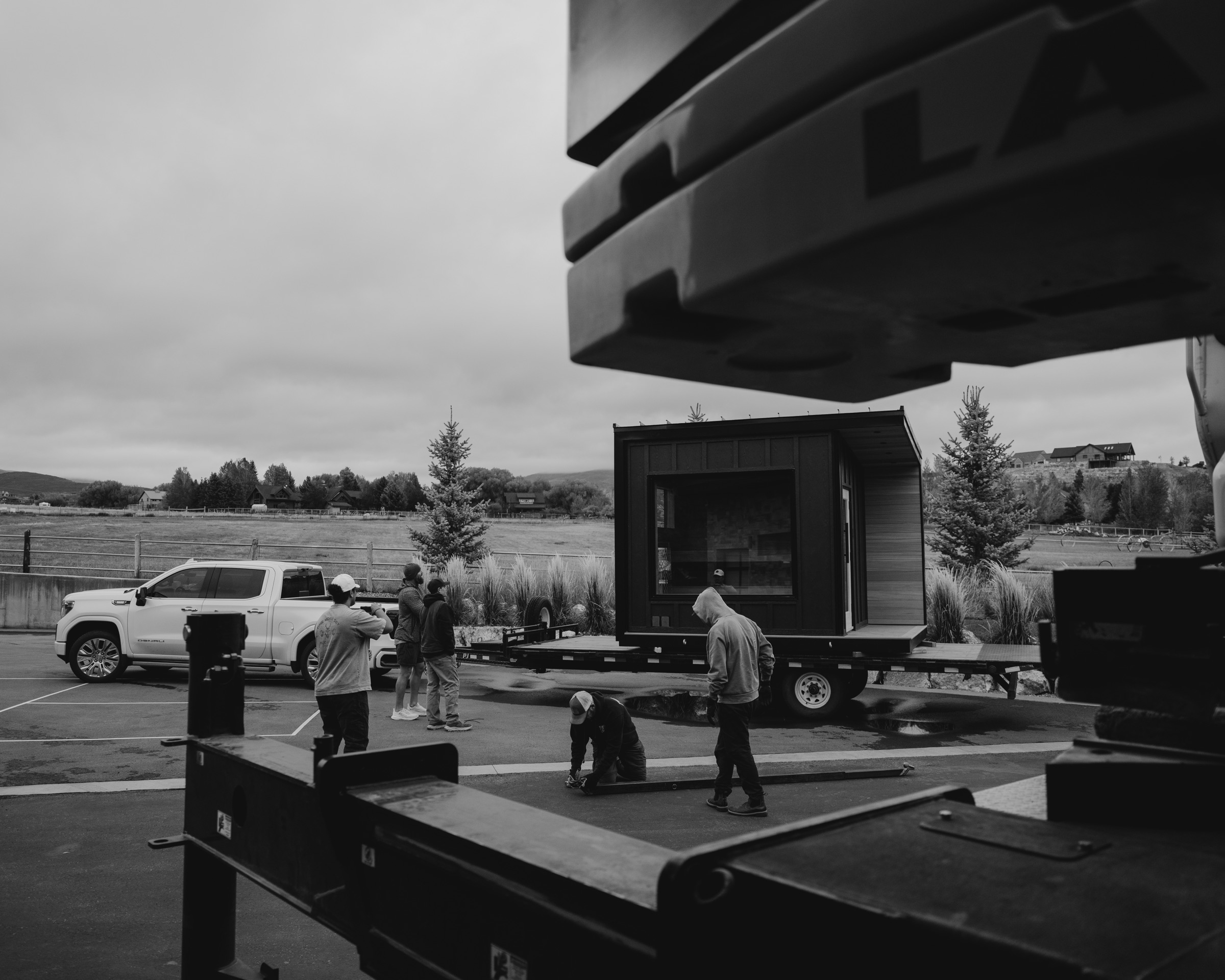 Trailer staged at the site, ready to unload