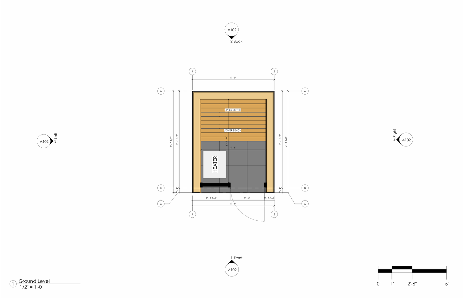 Nook Essential floor plan with benches and heater